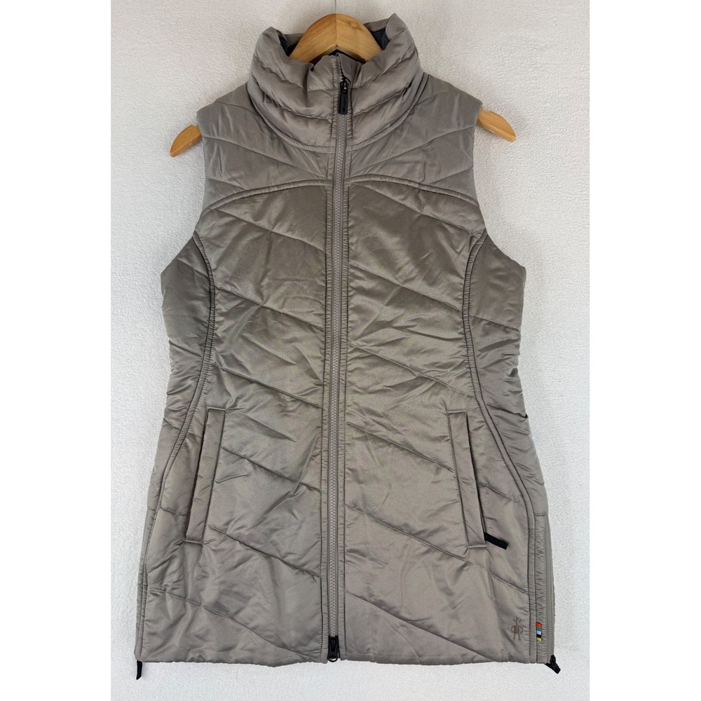 Smartwool Quilted Puffer Vest Womens Medium Gray Merino Wool Blend Full Zip